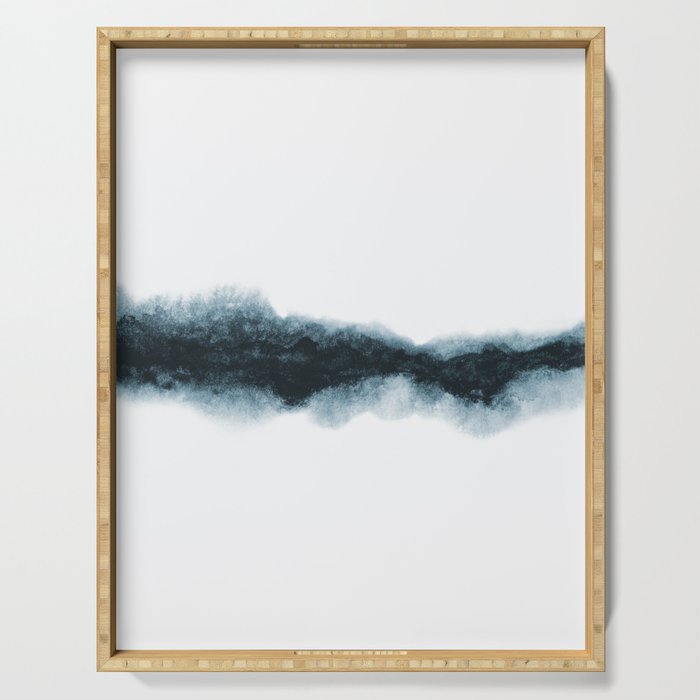 Abstract Watercolor Teal Turquoise Painting Serving Tray Gallery Image 1