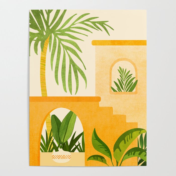 Garden Hacienda / Whimsical Landscape Illustration Poster Gallery Image 4