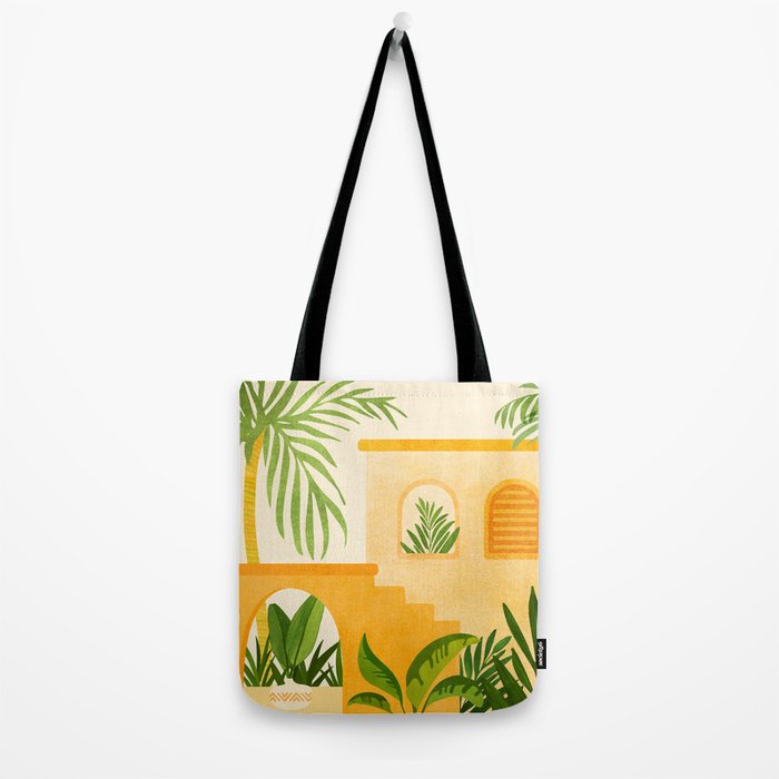 Garden Hacienda / Whimsical Landscape Illustration Tote Bag Gallery Image 2