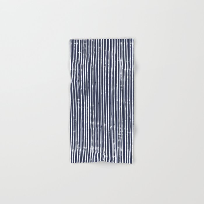 Rustic Abstract Stripes, Navy Blue and White Bath Towel Gallery Image 1