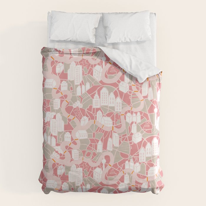 ma ville mon amour; City life collection pearl pink  Duvet Cover Gallery Image 1