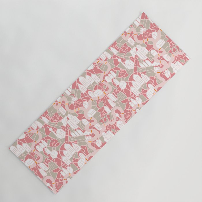 ma ville mon amour; City life collection pearl pink  Yoga Mat Gallery Image 1