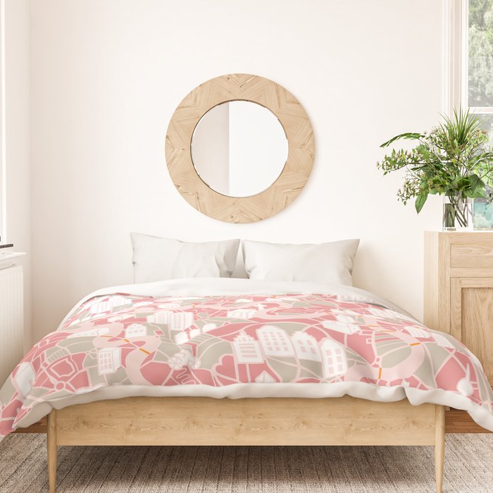 ma ville mon amour; City life collection pearl pink  Duvet Cover Gallery Image 3