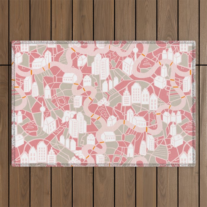 ma ville mon amour; City life collection pearl pink  Outdoor Rug Gallery Image 1