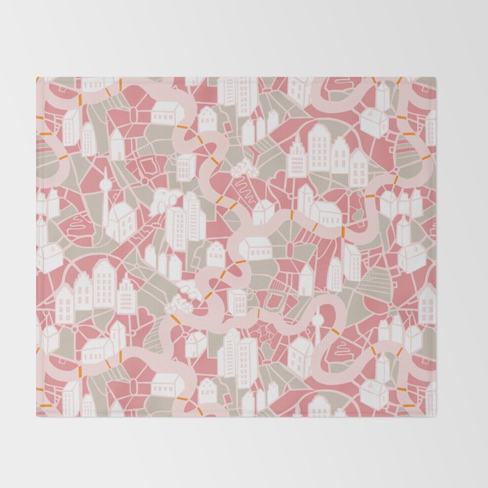 ma ville mon amour; City life collection pearl pink  Throw Blanket Gallery Image 2