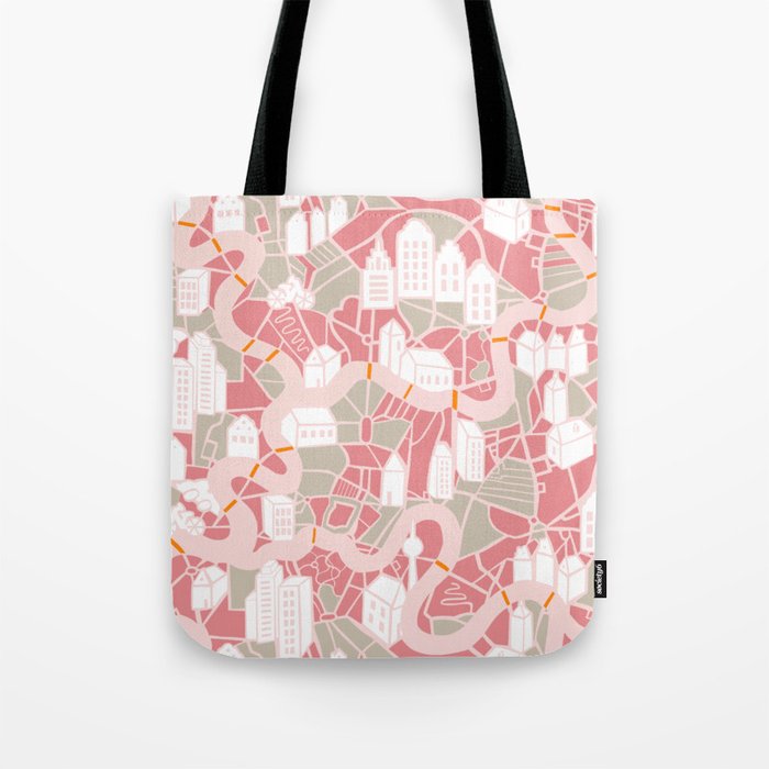 ma ville mon amour; City life collection pearl pink  Tote Bag Gallery Image 1