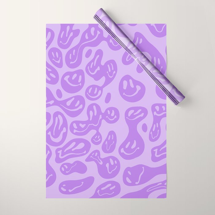 Pastel Purple Dripping Smiley Wrapping Paper Gallery Image 1