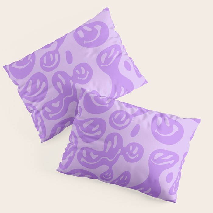 Pastel Purple Dripping Smiley Pillow Sham Gallery Image 3