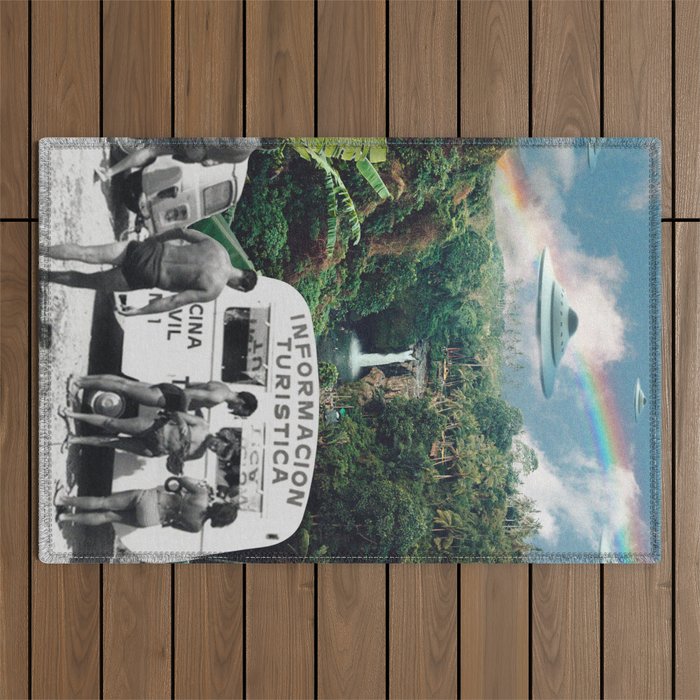 The Visitors // UFOs in Paradise Outdoor Rug Gallery Image 1