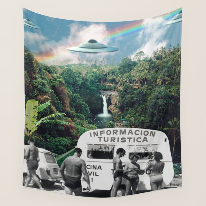 The Visitors // UFOs in Paradise Wall Tapestry Gallery Image 4
