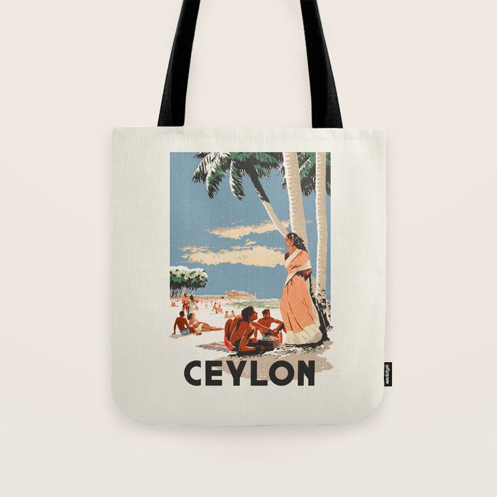Ceylon Sri Lanka Vintage Travel Poster, 1948 Tote Bag Gallery Image 1