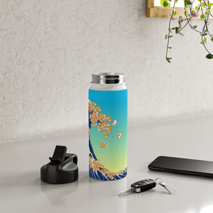 Shiba Inu in Great Wave Water Bottle Gallery Image 4
