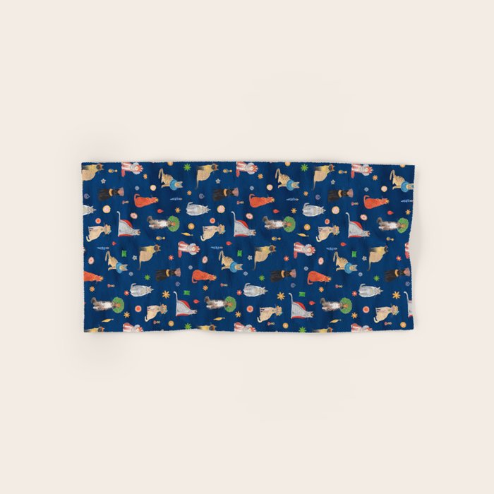 Cat Queens (Blue) Bath Towel Gallery Image 1