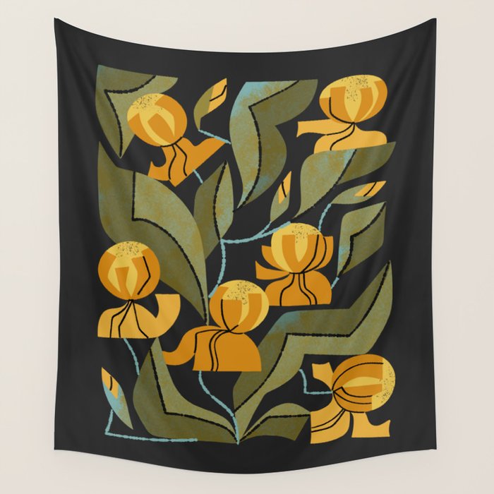 Gold Garden Iris Wall Tapestry Gallery Image 1