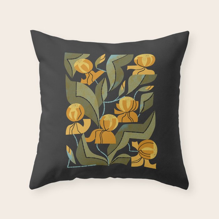 Gold Garden Iris Throw Pillow Gallery Image 6