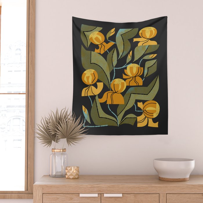 Gold Garden Iris Wall Tapestry Gallery Image 2
