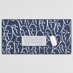 faces (navy) Desk Mat Gallery Image 1