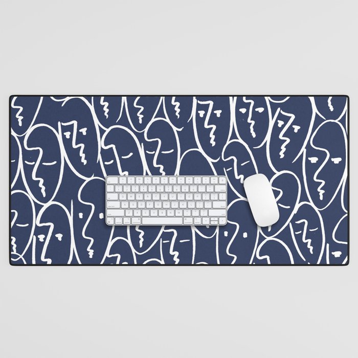 faces (navy) Desk Mat Gallery Image 1