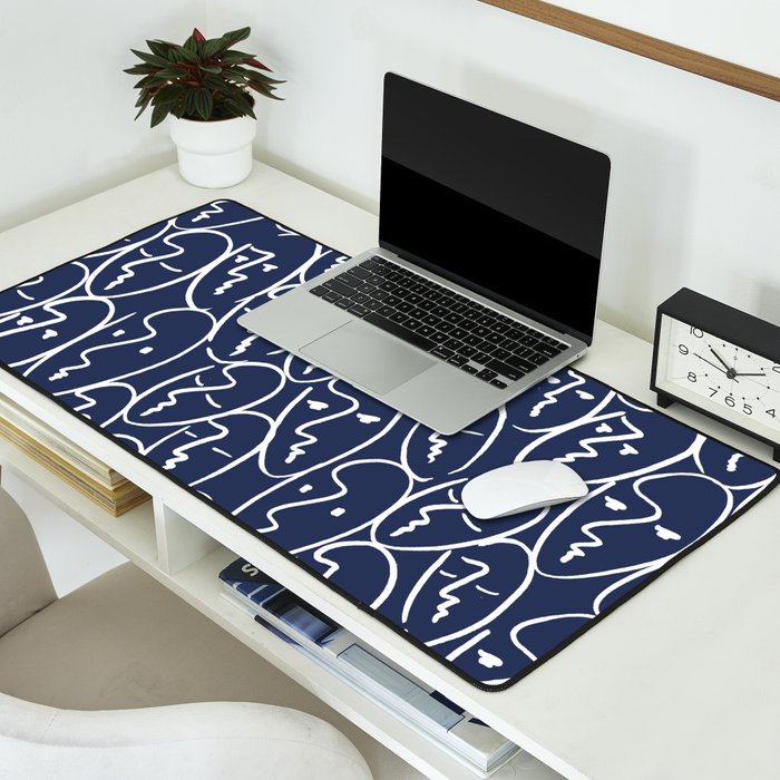 faces (navy) Desk Mat Gallery Image 2