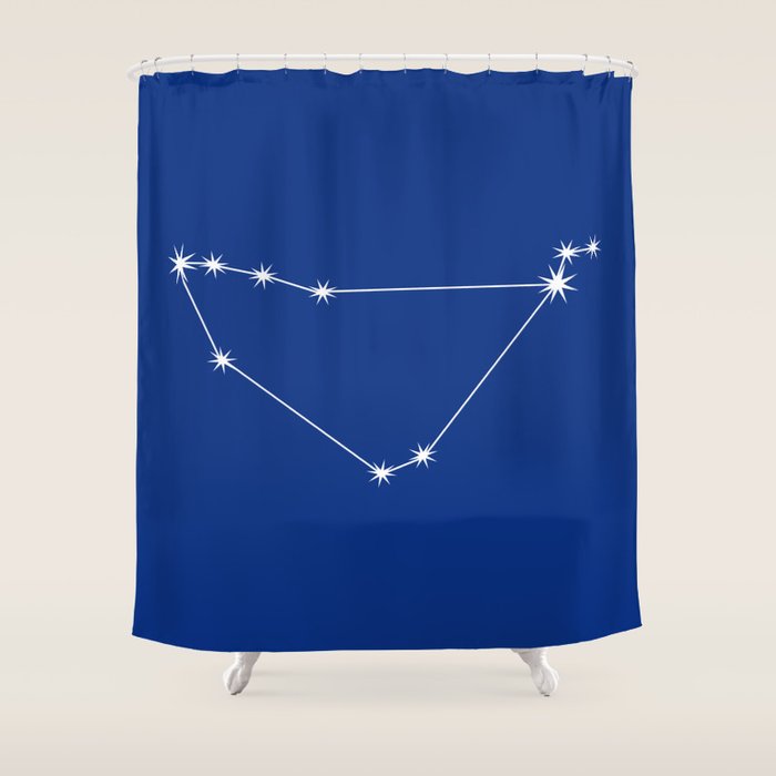 Capricorn Zodiac Star Constellation Line Art Dark Blue Shower Curtain Gallery Image 1