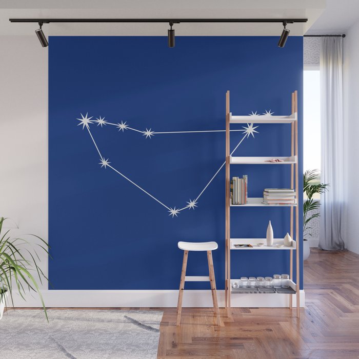 Capricorn Zodiac Star Constellation Line Art Dark Blue Wall Mural Gallery Image 1