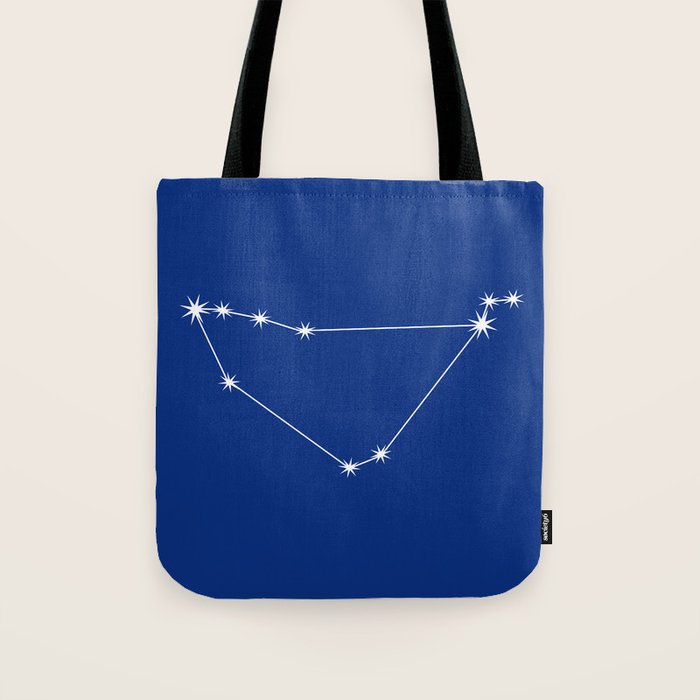 Capricorn Zodiac Star Constellation Line Art Dark Blue Tote Bag Gallery Image 1