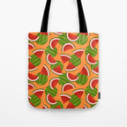 Watermelon Pattern on Orange Tote Bag Gallery Image 1