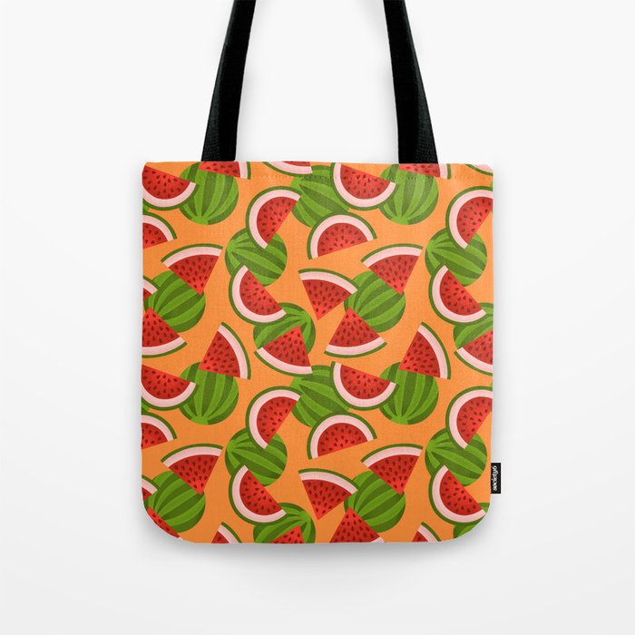Watermelon Pattern on Orange Tote Bag Gallery Image 1