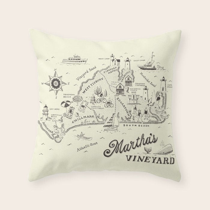 Martha's Vineyard Map Throw Pillow Gallery Image 6