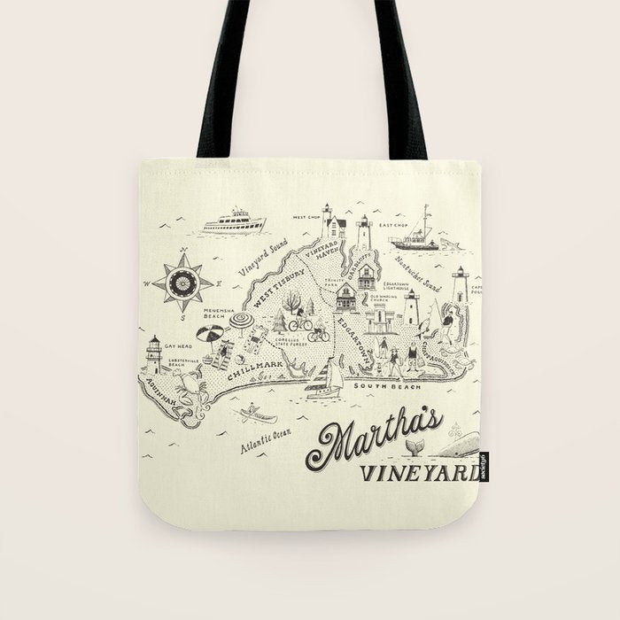 Martha's Vineyard Map Tote Bag Gallery Image 1