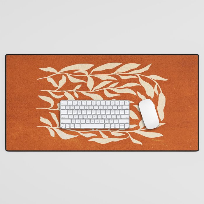 Cognac Leaves: Mid Century Terracotta Edition Desk Mat Gallery Image 1