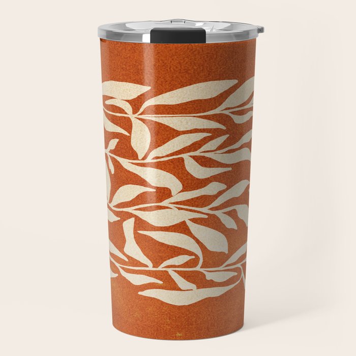 Cognac Leaves: Mid Century Terracotta Edition Travel Mug Gallery Image 1