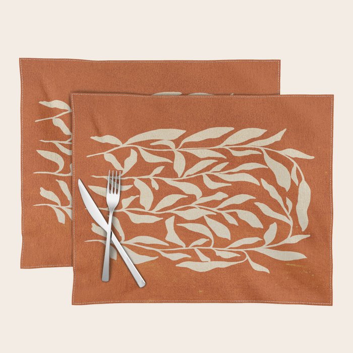 Cognac Leaves: Mid Century Terracotta Edition Placemat Gallery Image 1