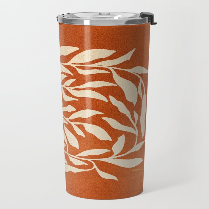 Cognac Leaves: Mid Century Terracotta Edition Travel Mug Gallery Image 2