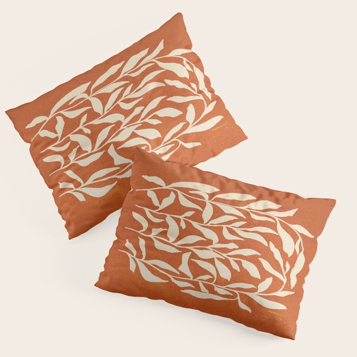 Cognac Leaves: Mid Century Terracotta Edition Pillow Sham Gallery Image 3