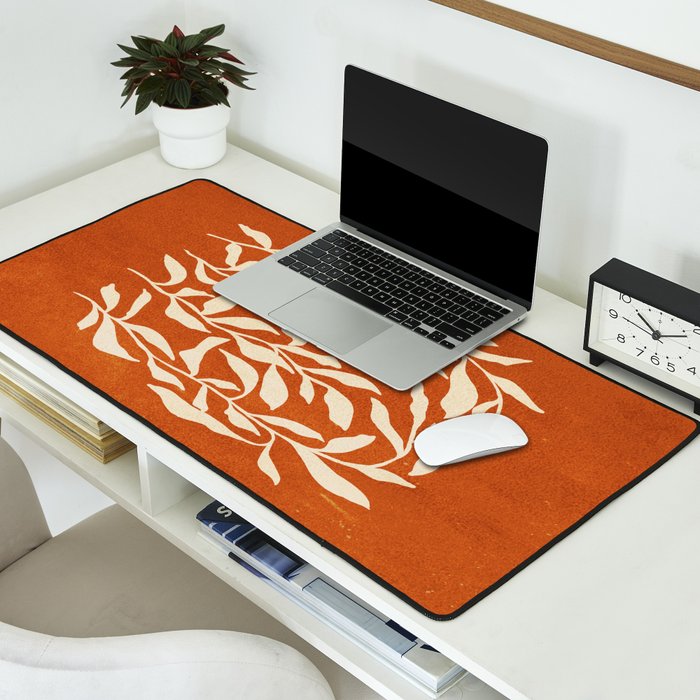 Cognac Leaves: Mid Century Terracotta Edition Desk Mat Gallery Image 2