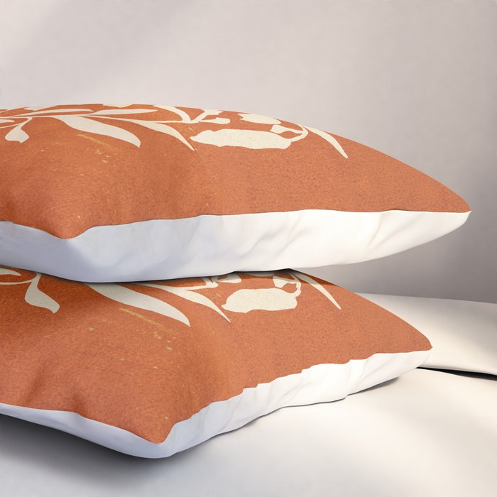 Cognac Leaves: Mid Century Terracotta Edition Pillow Sham Gallery Image 3
