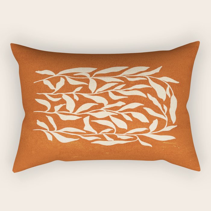 Cognac Leaves: Mid Century Terracotta Edition Rectangular Pillow Gallery Image 1