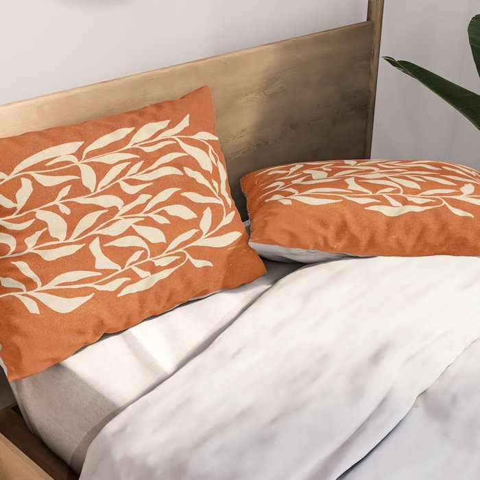Cognac Leaves: Mid Century Terracotta Edition Pillow Sham Gallery Image 2