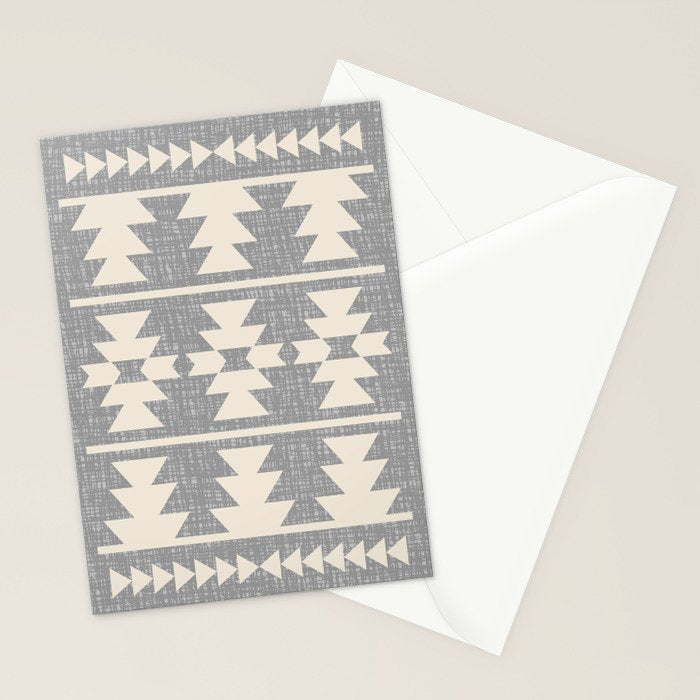 Southwestern Pattern 131 Gray and Beige Stationery Card Gallery Image 2