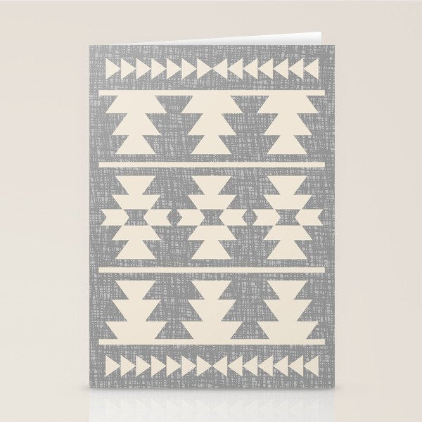 Southwestern Pattern 131 Gray and Beige Stationery Card Gallery Image 1