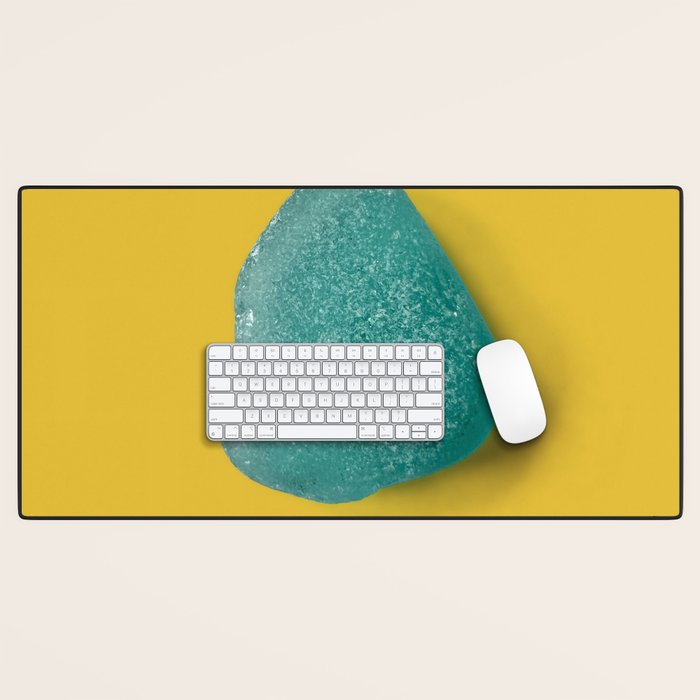  Seaglass on mustard, japandi minimalist Desk Mat Gallery Image 1