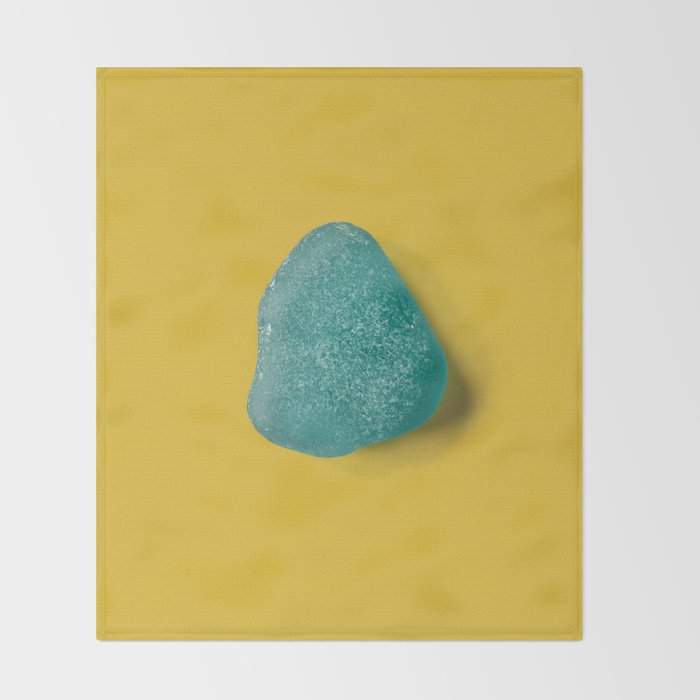  Seaglass on mustard, japandi minimalist Throw Blanket Gallery Image 2
