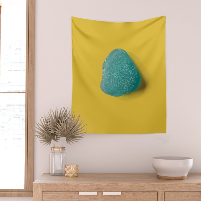  Seaglass on mustard, japandi minimalist Wall Tapestry Gallery Image 2