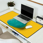  Seaglass on mustard, japandi minimalist Desk Mat Gallery Image 2