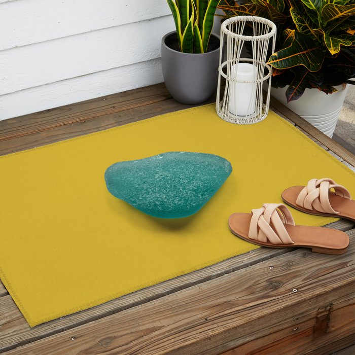  Seaglass on mustard, japandi minimalist Outdoor Rug Gallery Image 2