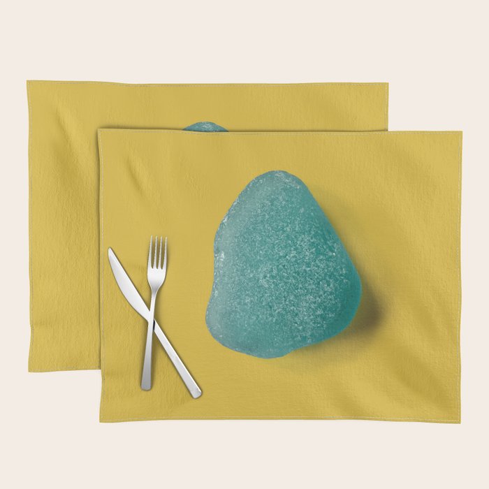  Seaglass on mustard, japandi minimalist Placemat Gallery Image 1