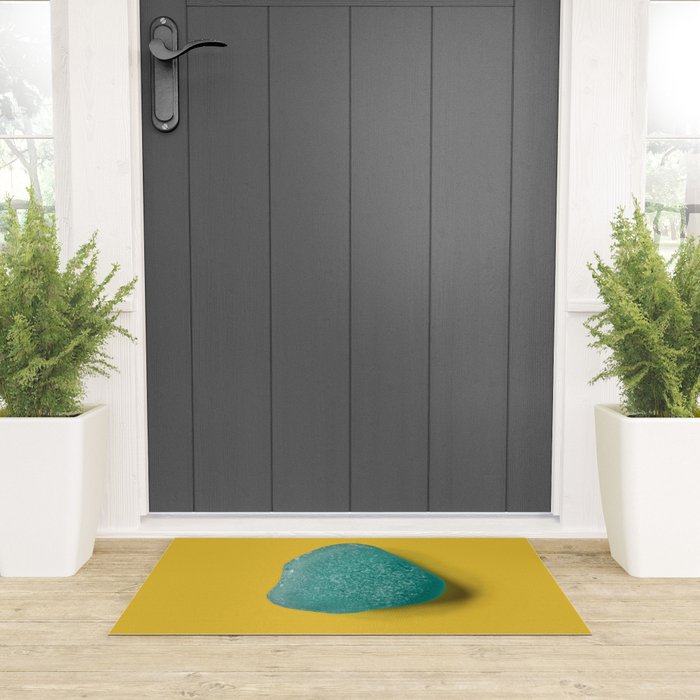  Seaglass on mustard, japandi minimalist Welcome Mat Gallery Image 3