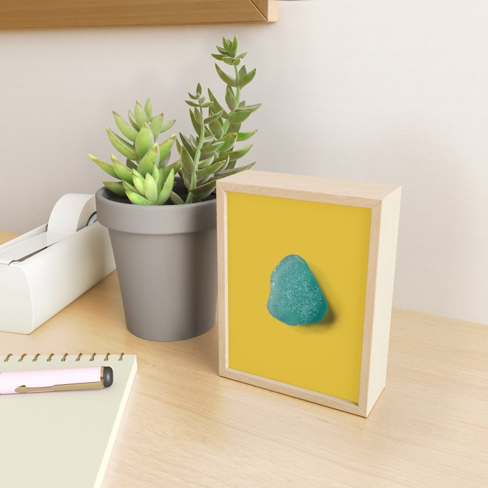  Seaglass on mustard, japandi minimalist Mini Art Print Gallery Image 2