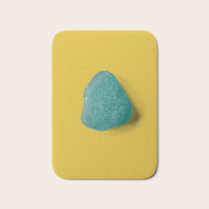  Seaglass on mustard, japandi minimalist Bath Mat Gallery Image 1